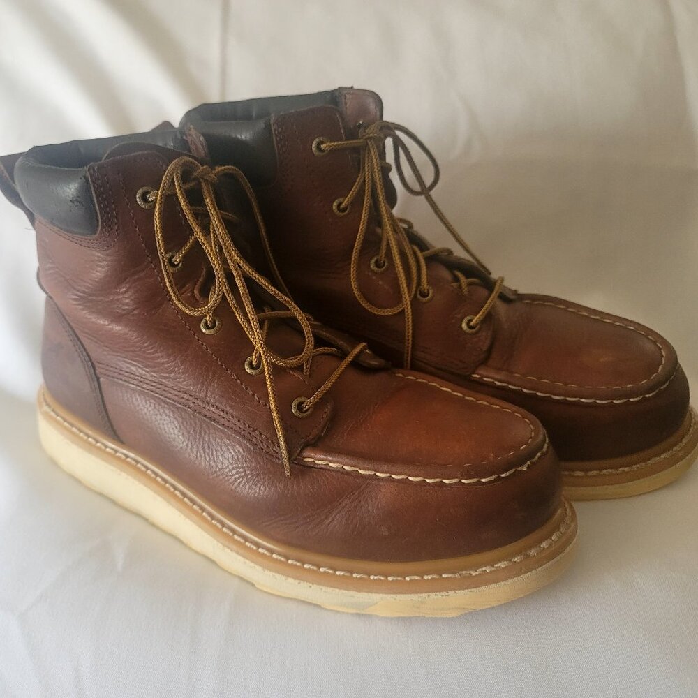 Irish Settler Ashby Brown Leather Work Boots for Men Size 10